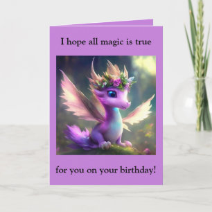 Carte d'anniversaire du dragon de fée violette