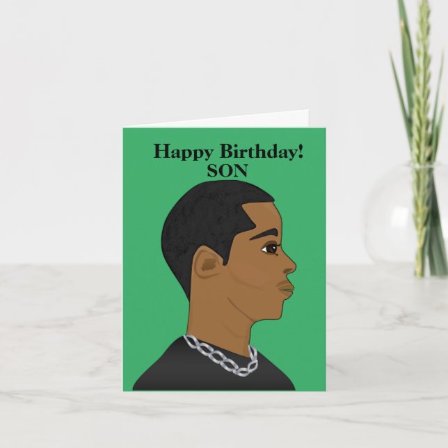 Carte d'anniversaire du fils afro-américain (Devant)
