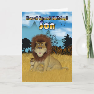 Carte d'anniversaire du fils - Lion Et Cub