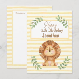 Carte d'anniversaire du garçon de la faune du lion