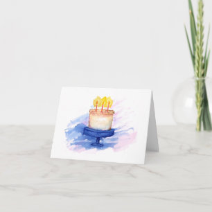 Carte d'anniversaire du gâteau d'aquarelle
