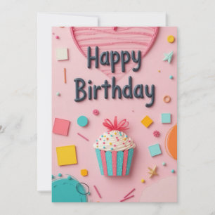 Carte d'anniversaire du gâteau sucré