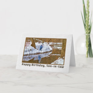 Carte d'anniversaire du gendre avec Héron bleu