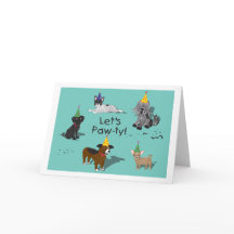 Carte d'anniversaire du groupe de chiens de pawty