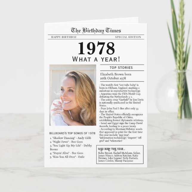 Carte d'anniversaire du journal 1978 (Devant)