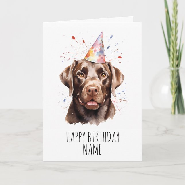Carte d'anniversaire du Labrador au chocolat d'aqu (Devant)