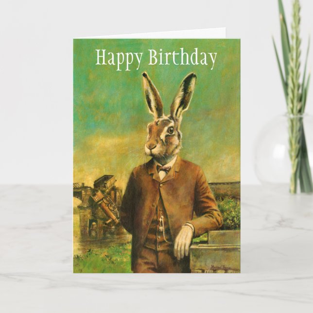 Carte d'anniversaire du lièvre victorien (Devant)