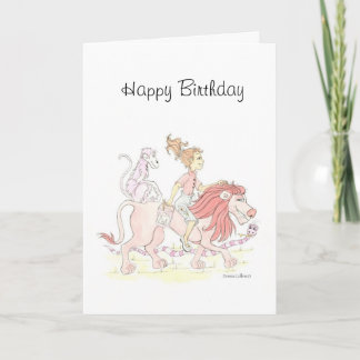Carte d'anniversaire du lion rose