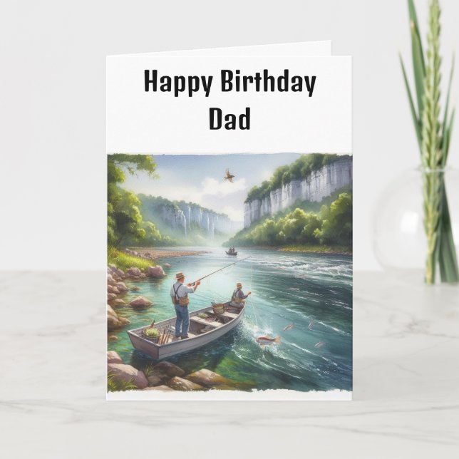 Carte d'anniversaire du père de la pêche (Devant)