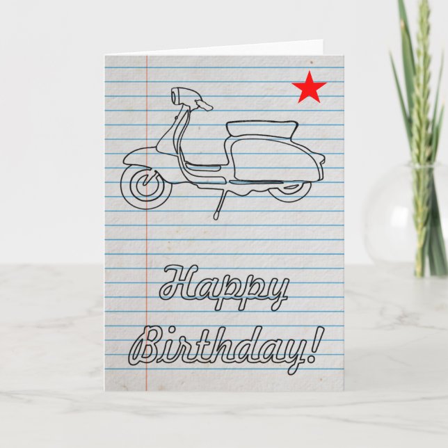 Carte d'anniversaire du Scooter rétro Old School (Devant)