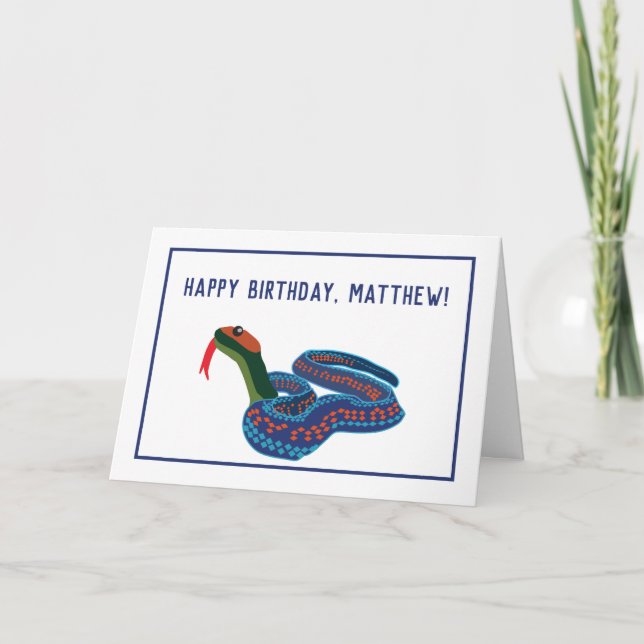 Carte d'anniversaire du serpent à ailes rouges de  (Devant)