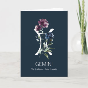 Carte d'anniversaire du signe astrologique floral