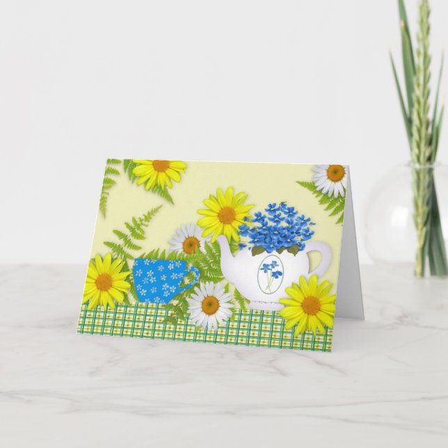 Carte d'anniversaire du thé du jardin (Devant)