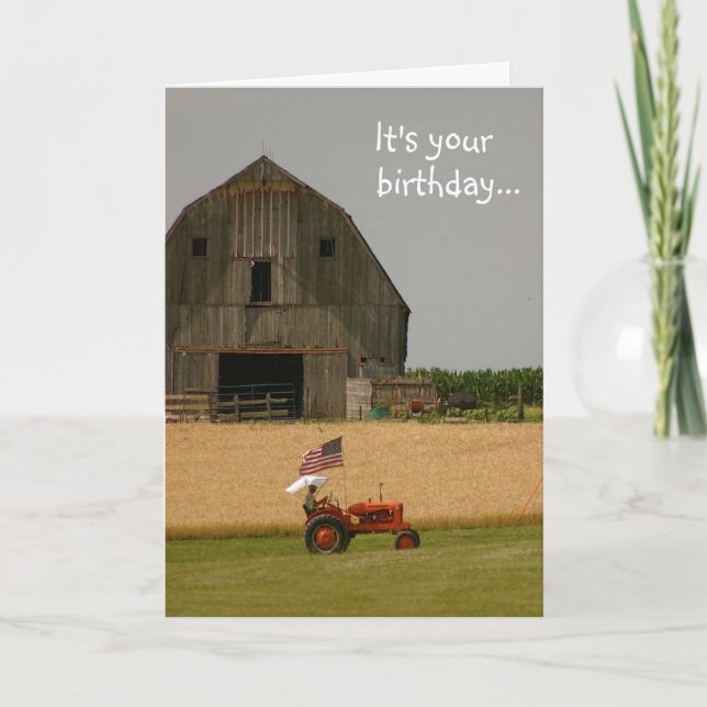 Carte d'anniversaire du tracteur : Il est temps de (Devant)