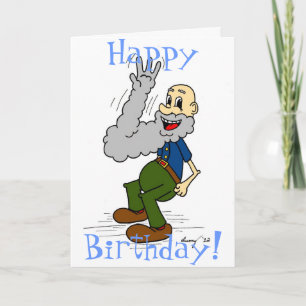 Carte d'anniversaire du vieil homme agitant la bar