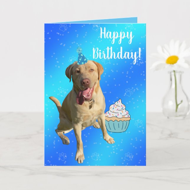 Carte d'anniversaire Dudley Labrador (Petite plante)