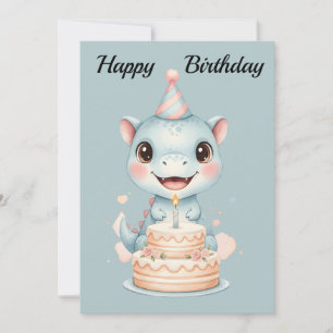 Carte d'anniversaire d'un adorable bébé dinosaure 