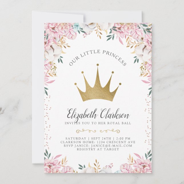 Carte d'anniversaire d'une petite princesse (Devant)