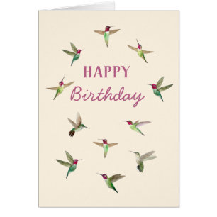 Carte d'anniversaire Ecru Anna's Hummingbirds