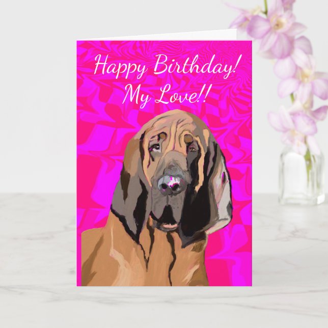 Carte d'anniversaire Editable Blood Hound photo et (Orchidée)
