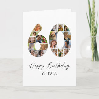 Carte d'anniversaire élégante 60 ans avec collage
