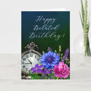 Carte d'anniversaire élégante à motif floral pour