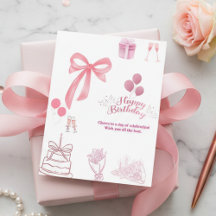 Carte d'anniversaire élégante avec nœud rose et ba