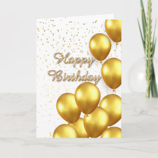 Carte d'anniversaire élégante blanche et or avec b