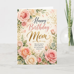 Carte d'anniversaire élégante florale pour maman 