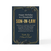 Carte d'anniversaire élégante Navy Gold pour le fi