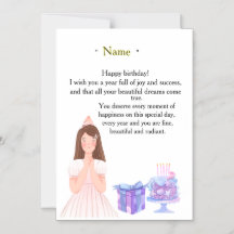 Carte d'anniversaire élégante pour elle – Message 