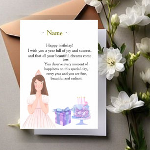 Carte d'anniversaire élégante pour elle – Message