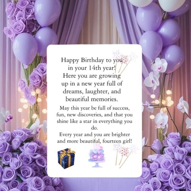 Carte d'anniversaire élégante pour elle – Message  (Créateur téléchargé)