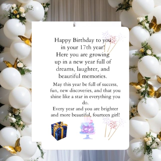 Carte d'anniversaire élégante pour elle – Message  (Créateur téléchargé)