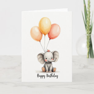 Carte d'anniversaire éléphant mignon