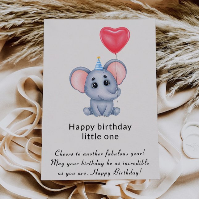 Carte d'anniversaire éléphant pour enfants (Elephant Birthday Card for Children)