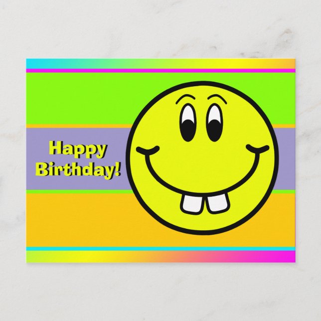 Carte d'anniversaire Émoticône visage souriant den (Devant)