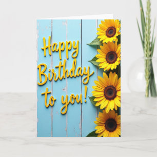 Carte d'anniversaire en bois ensoleillée