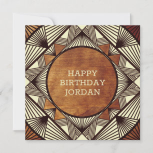 Carte d'anniversaire en bois moderne