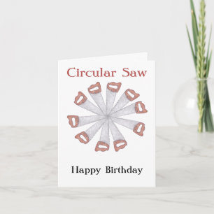 Carte d'anniversaire en bois "scie circulaire"