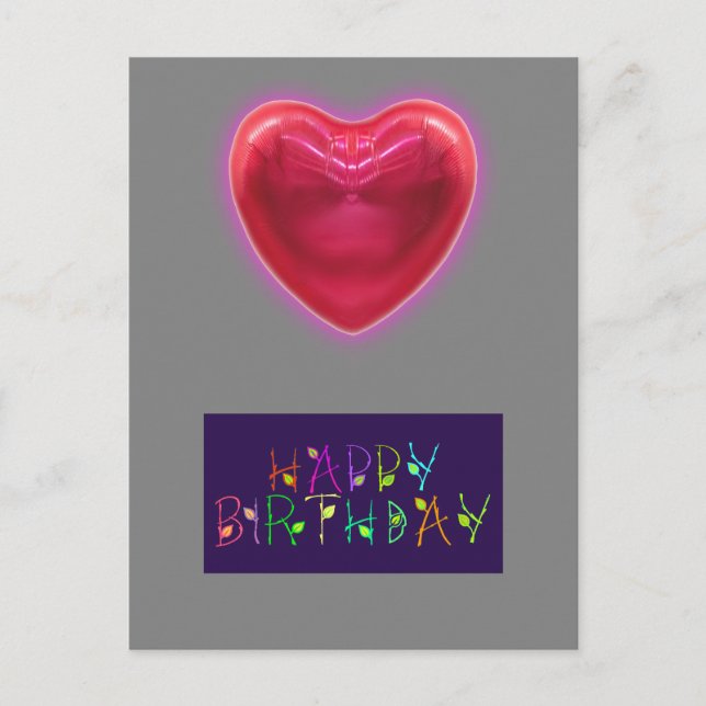 CARTE D'ANNIVERSAIRE EN FORME DE COEUR (Devant)