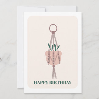 Carte d'anniversaire en macramé pour plante suspen