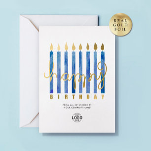 Carte d'anniversaire en papier métallisé avec boug
