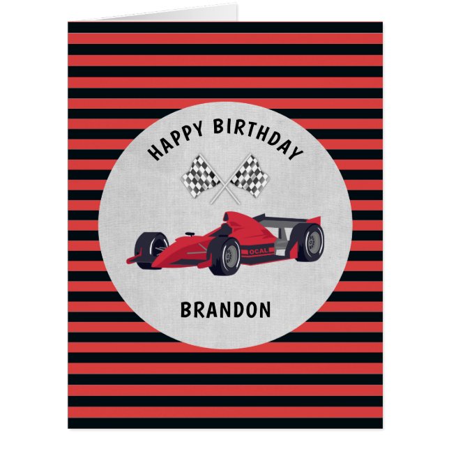 Carte d'anniversaire en rouge Race (Devant)