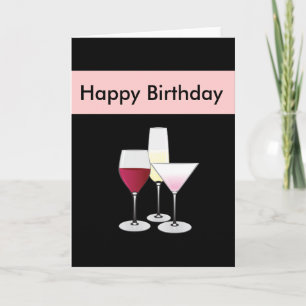 Carte d'anniversaire en verre de cocktail