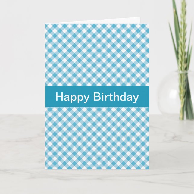 Carte d'anniversaire En vichy bleu (Devant)