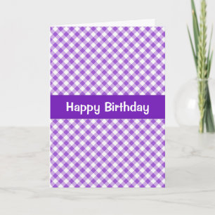 Carte d'anniversaire En vichy violet