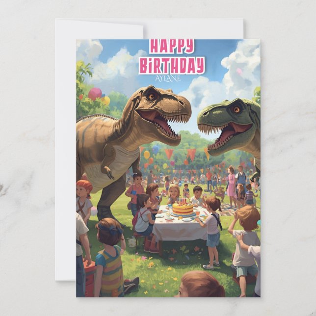 Carte d'anniversaire enfants dinosaure (Devant)