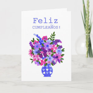 Carte d'anniversaire espagnole - Flower Power