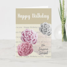 Carte d'anniversaire esquisse de roses sentimental
